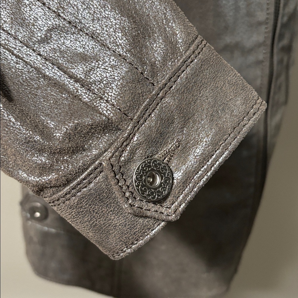 Danier Metallic Leather Moto Style Jacket - Picture 14 of 16